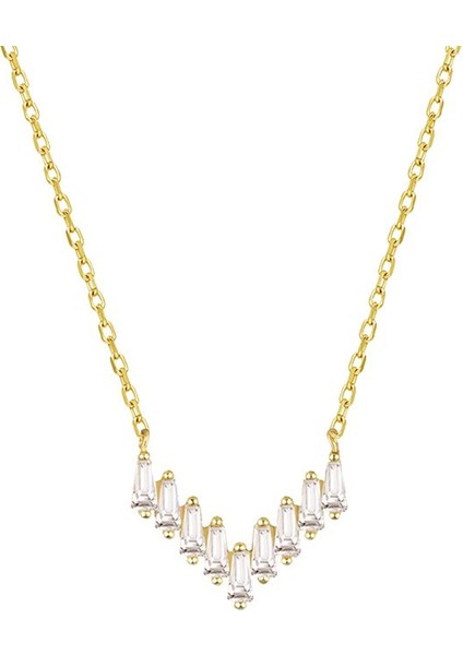 BINRONG0525 Altın V Şeklinde Zirkon Kolye (Yurt Dışından)