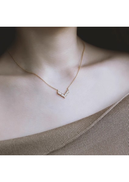 BINRONG0525 Altın V Şeklinde Zirkon Kolye (Yurt Dışından) fiyatları