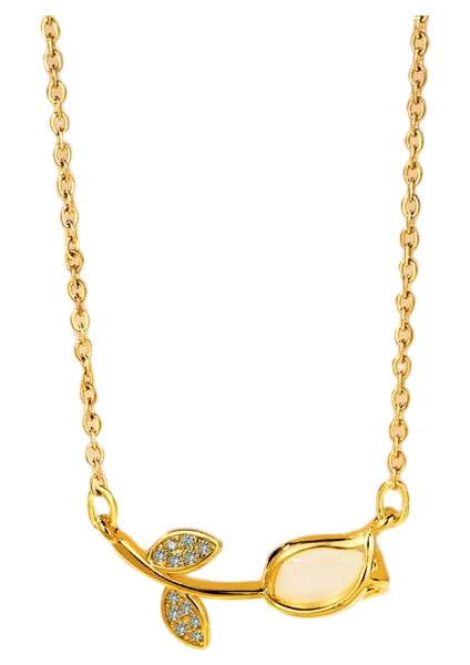 BINRONG0539 Golden Tulip Zirkon Kolye (Yurt Dışından)