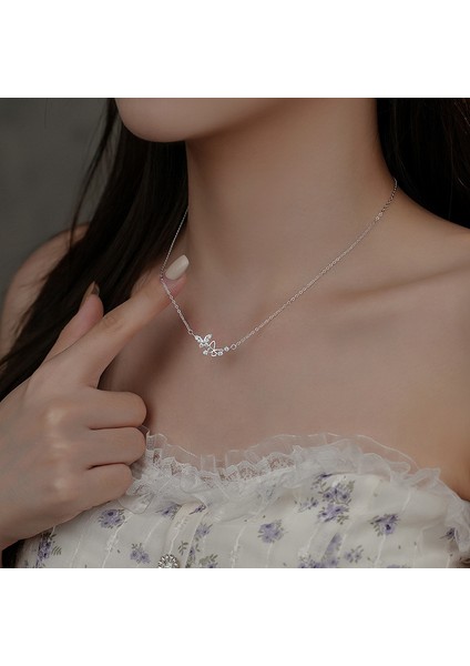 BINRONG0563 Gümüş Kelebek Zirkonya Kolye (Yurt Dışından) fiyatları