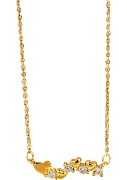 BINRONG0540 Altın Kalp Şeklinde Zirkonya Kolye (Yurt Dışından)