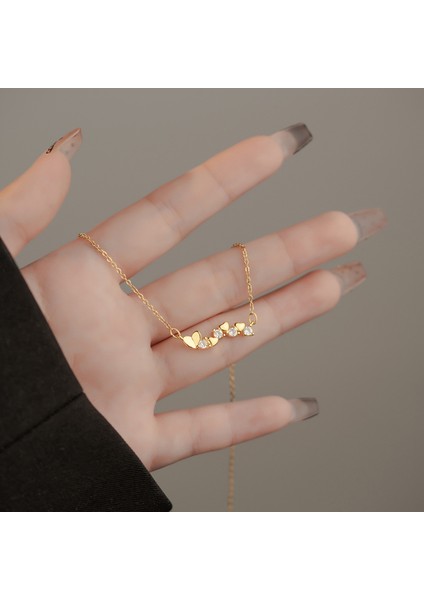 BINRONG0540 Altın Kalp Şeklinde Zirkonya Kolye (Yurt Dışından) fiyatları