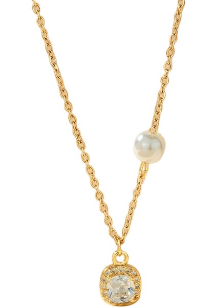 BINRONG0528 Altın Şeker Küpü Zirkonya Kolye (Yurt Dışından)