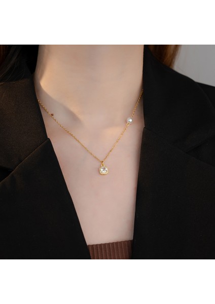 BINRONG0528 Altın Şeker Küpü Zirkonya Kolye (Yurt Dışından) fiyatları