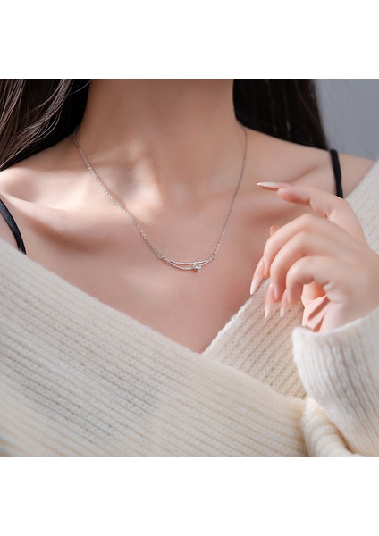 BINRONG0515 Gümüş Zirkon Kolye (Yurt Dışından) fiyatları