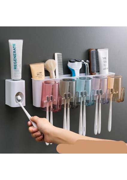 Diş Fırçası Tutucu, Delme Gerektirmeyen Duvara Monte Saklama Rafı Seti, Fırçalama Yıkama Kabı, Diş Fırçası Kabı, Ağız Gargarası Kabı Saklama (Yurt Dışından) modelleri