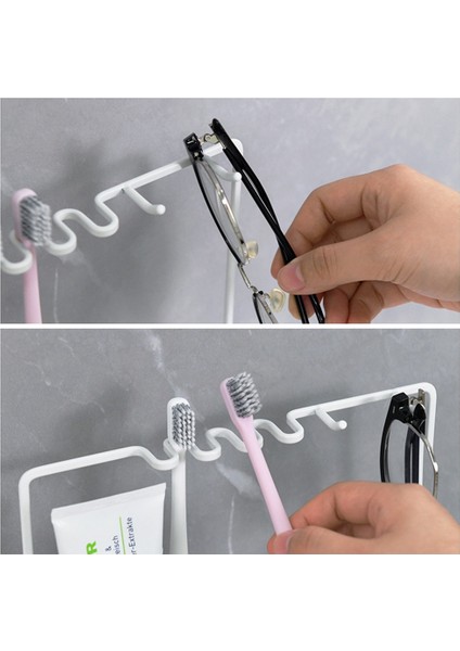 Ev Tipi Diş Fırçası Askısı Banyo Delmesiz Diş Fırçası Saklama Rafı Demir Banyo Tezgahı Gözlük Diş Fırçası Tutucu (Yurt Dışından) fırsatları