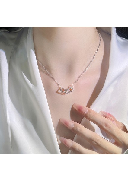 BINRONG0573 Gümüş Minimalist Kare Zirkon Kolye (Yurt Dışından) fiyatları