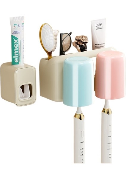 Krem Diş Fırçası Rafı Tuvalet Çok Işlevli Depolama Rafı Duvara Monte Deliksiz Banyo Rafı (Yurt Dışından)