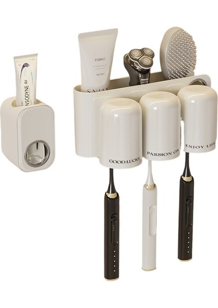Delinmeyen Diş Fırçası Rafı Depolama Rafı Banyo Diş Fırçası Rafı Ağız Gargarası Bardağı Duvara Monte Diş Kabı (Yurt Dışından)