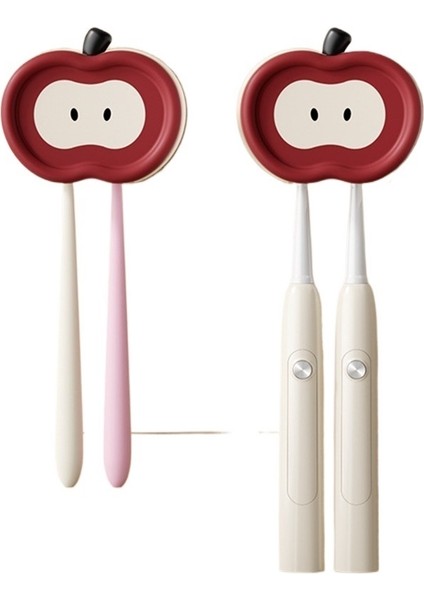 Creative Apple Diş Fırçası Tutucu Saklama Rafı Duvara Monte Delinmeyen Elektrikli Diş Fırçası Tutucu Braketi Banyo Diş Fırçası Kutusu (2'li Paket) (Yurt Dışından)