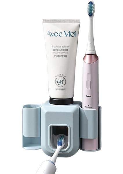 Elektrikli Diş Fırçası Tutucu Çift Diş Fırçası Asılı Tembel Otomatik Diş Macunu Sıkacağı Banyo Duvara Monte Yumruksuz Diş Macunu Tutucu (Yurt Dışından)