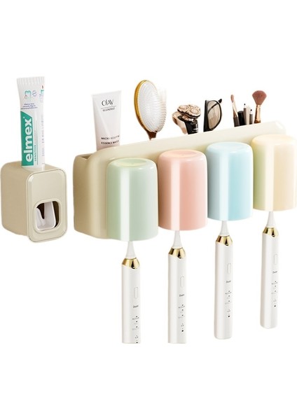 Krem Diş Fırçası Rafı Tuvalet Çok Işlevli Depolama Rafı Duvara Monte Deliksiz Banyo Rafı (Yurt Dışından)