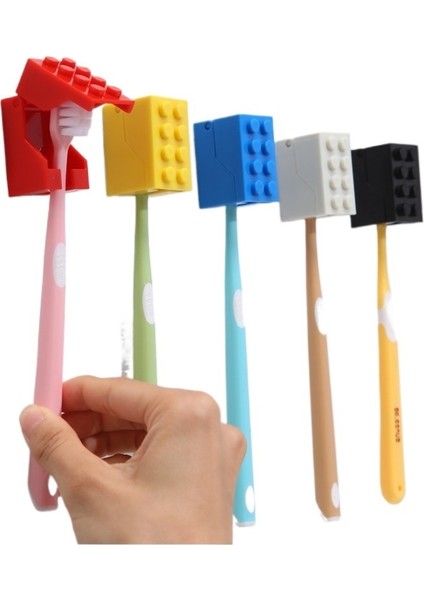 Sijimu Çocuk Yumuşak Diş Fırçası Tutucu Duvara Monte Delmesiz Ev Depolama Rafı Yapı Taşı Kolye (5 Adet) (Yurt Dışından)
