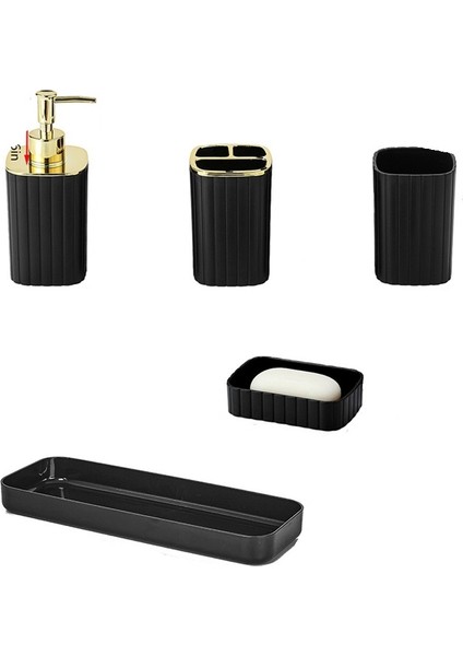 Otel B&b Plastik Banyo Yıkama Beş Parçalı Set Çizgili Diş Fırçası Tutucu Ağız Gargarası Bardak Tepsisi 5 Set (Yurt Dışından) fırsatları