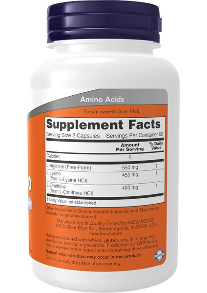 Foods Tri-Amino With L-Arginine L-Ornithine L-Lysine 120 Caps fiyatları