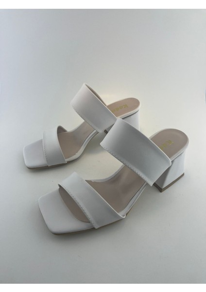 Çift Bantlı Kalın Topuklu Kadın Terlik #1005 fiyatları