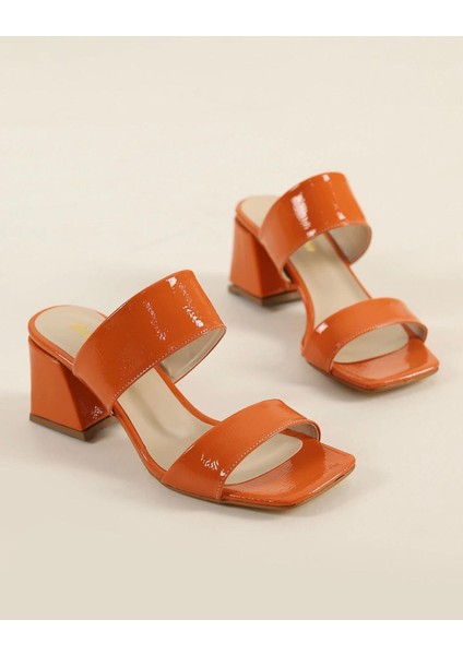 Çift Bantlı Kalın Topuklu Kadın Terlik #1005