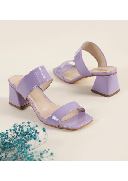 Çift Bantlı Kalın Topuklu Kadın Terlik #1005