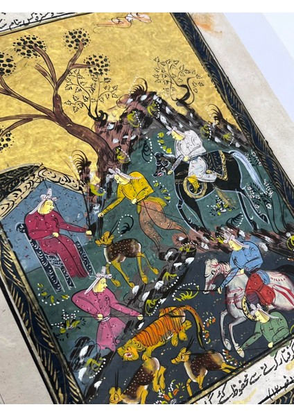 Ağacın Altında Yazılan Ferman Adlı El Yapımı Minyatür Resim 28X17,5 cm modelleri