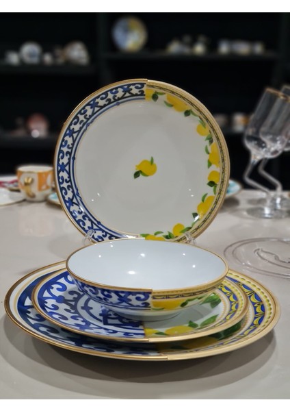 24 Parça 6 Kişilik Porselen Yemek Takımı Lemone Serisi