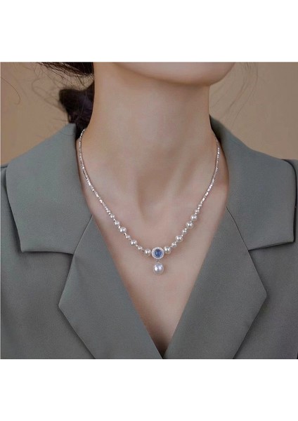 Tatlı Su Incisinden Köprücük Kemiği Zincirine Sahip Okyanus Mavisi Kolye (Yurt Dışından) modelleri