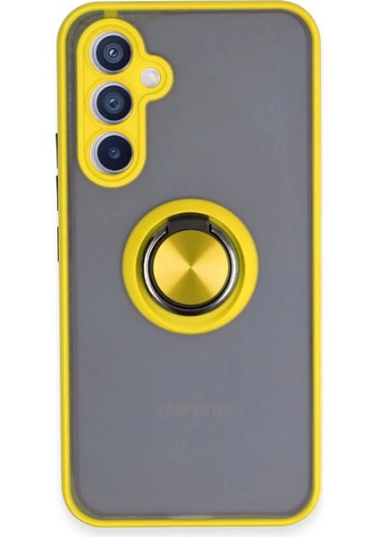 Samsung Galaxy A54 5g Kılıf Montreal Yüzüklü Silikon Kapak - Sarı