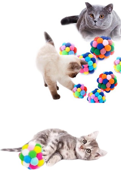 Kedi Oyun Topu Ponponlu ve Kendinden Sesli Kedi Egzersiz Oyuncağı Evcil Hayvan Hareket Için Oyuncak