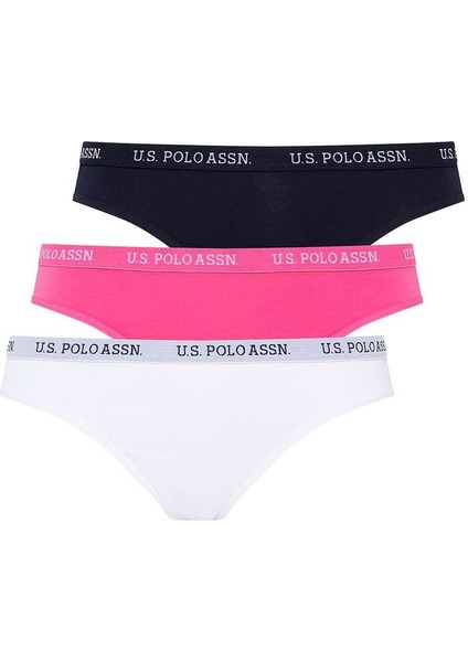 Lisanslı %95 Pamuklu Kadın Slip Külot 3'lü Özel Kutulu Paket / Fuşya - Lacivert - Beyaz