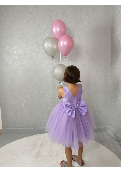 Kız Çocuk Abiye Elbise Ada Model , Lila Tütü Elbise modelleri