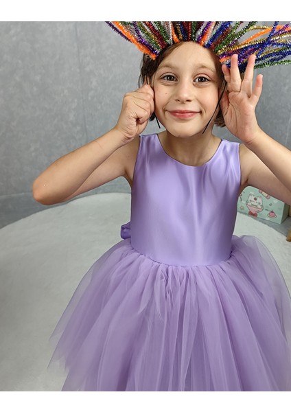 Kız Çocuk Abiye Elbise Ada Model , Lila Tütü Elbise fırsatları