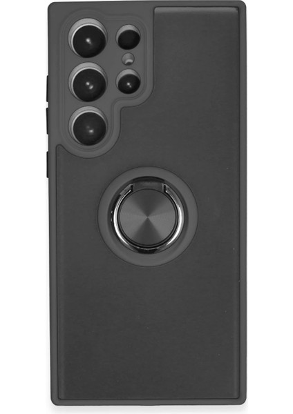 Samsung Galaxy S23 Ultra Kılıf Montreal Yüzüklü Silikon Kapak - Siyah