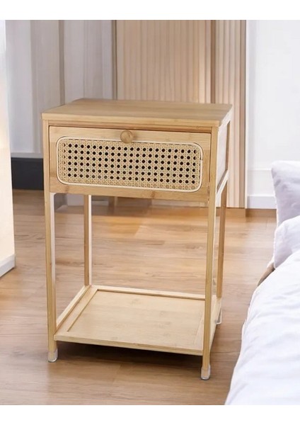 Bambu 2 Katlı Çekmeceli Oturma Odası Yatak Odası Komodini Rattan Komodin fırsatları