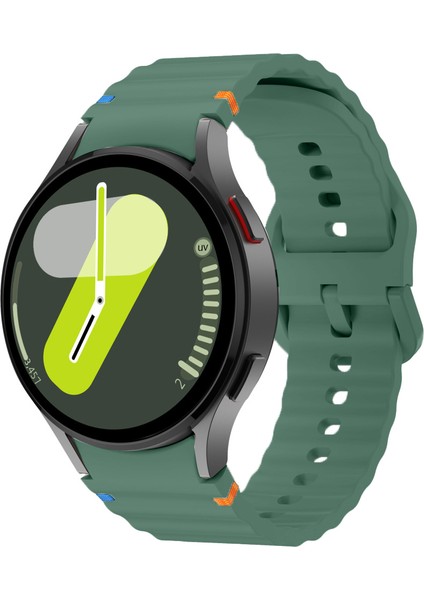 Samsung Galaxy Watch 7 40MM-44MM Ile Uyumlu Metal Tokalı Dalgalı Spor Silikon Kordon