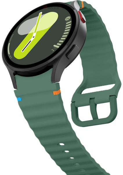 Samsung Galaxy Watch 7 40MM-44MM Ile Uyumlu Metal Tokalı Dalgalı Spor Silikon Kordon modelleri