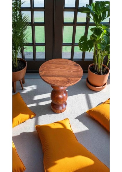 Rustik Tarz Doğal Ahşap Tekli Yan Sehpa – Mantar Model, Fındık Renk fiyatları