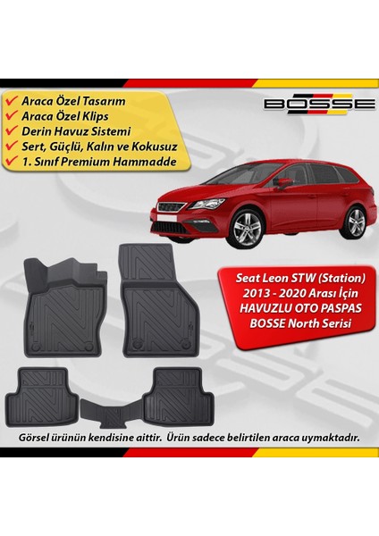 Seat Leon Stw (Station) Paspas Araca Özel 2012-2020 Derin Havuzlu Bosse North Serisi