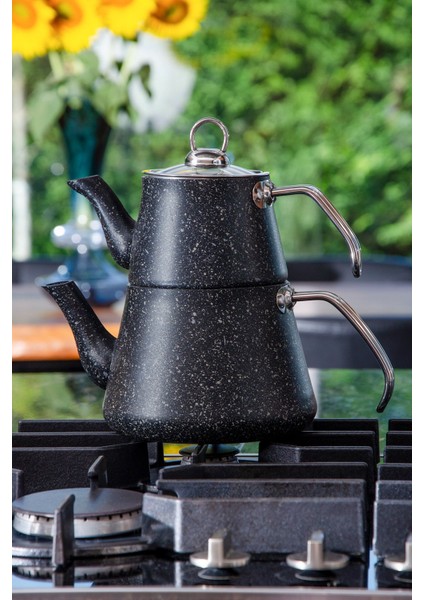 Bonjour Compact Granit Kaplama Çaydanlık Takımı – Siyah