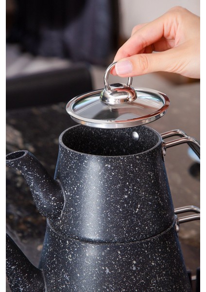 Bonjour Compact Granit Kaplama Çaydanlık Takımı – Siyah fırsatları