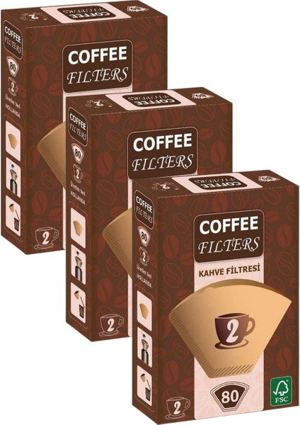 Caffeo Filters No2 80 Adet Kahve Filtre Kağıdı x 3 Adet