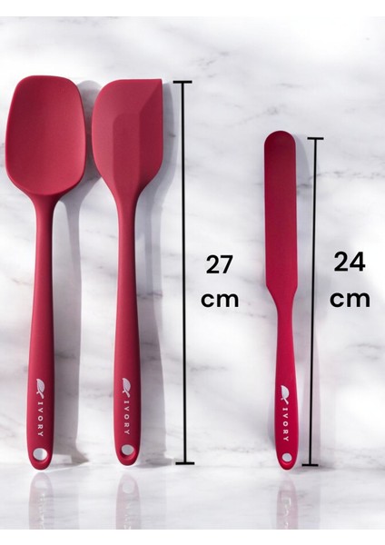 Isıya Dayanıklı Silikon Maşa Kevgir Kepçe Spatula Kaşık Seti (30-28-22-20 Cm) 15 Parça modelleri