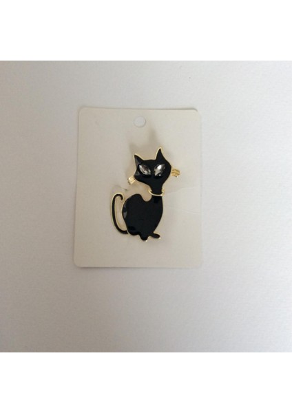 Kedili Altın Renk Broş Siyah fiyatları