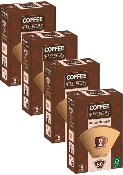 Caffeo Filters No2 80 Adet Kahve Filtre Kağıdı x 4 Adet
