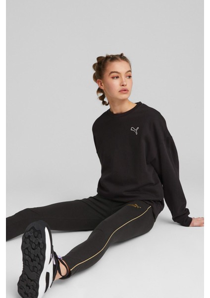 BETTER ESSENTIALS Crew TR Siyah Kadın Sweatshirt