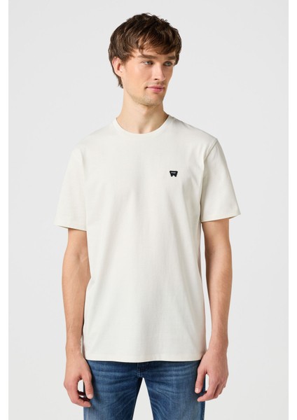 Bisiklet Yaka T-shirt Beyaz Erkek Kısa Kol T-Shirt