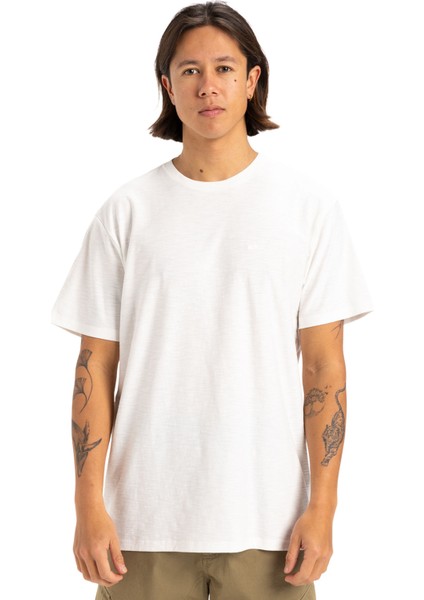 SLUB ROUNDNECK Beyaz Erkek Kısa Kol Gömlek