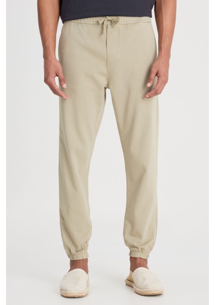 Slim Fit Dar Kesim Bej Erkek Pantolon