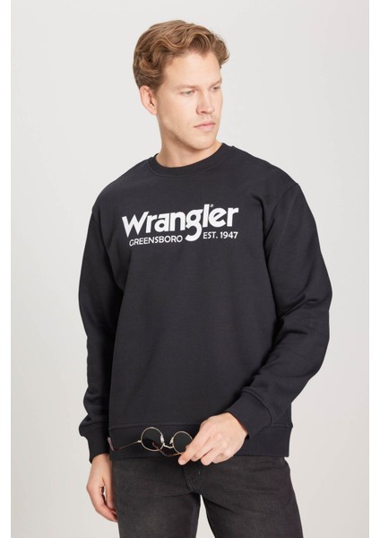 Regular Fit Normal Kesim Siyah Erkek Sweatshirt