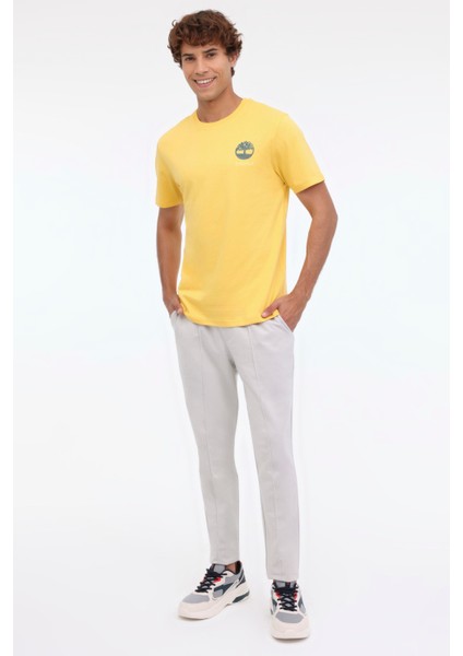 Back Graphic Short Sleeve Sarı Erkek Kısa Kol T-Shirt modelleri