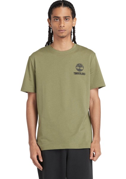 Short Sleeve Back Logo Gr Haki Erkek Kısa Kol T-Shirt
